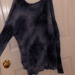 tye-dye ribbed scooped neck sweater